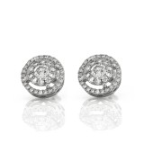 1.56 Cts. 14K White Gold Invisible Round Set Diamonds With Halo